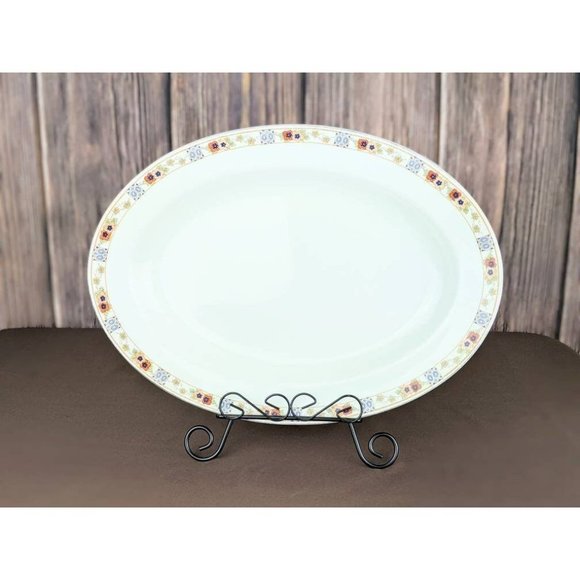 Large Vtg White Porcelain Autumn Fall Turkey Platter | 14" Oval Serving Platter - Picture 4 of 9